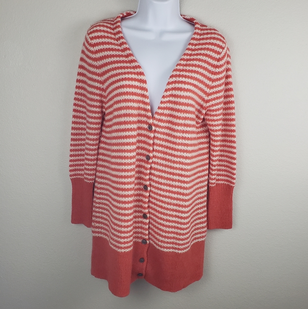 Sundance Striped Button Down Lambswool Oversized … - image 1